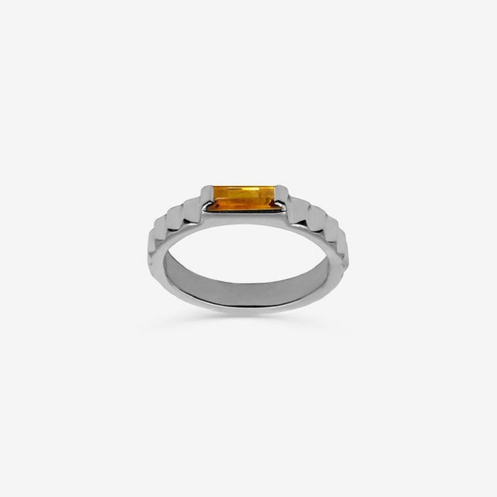 bague citrine crantée en argent